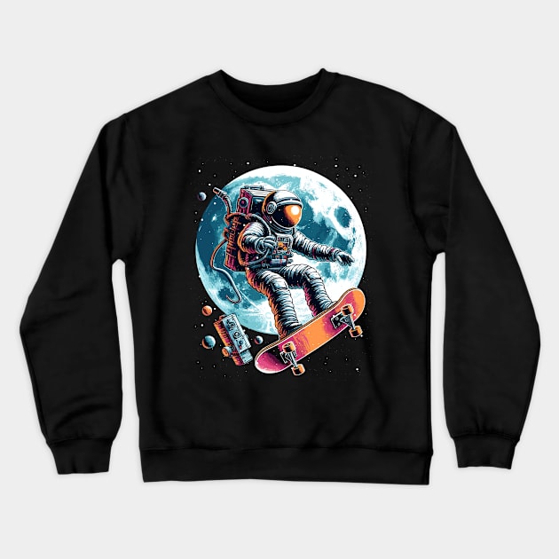 Astronaut Skater Crewneck Sweatshirt by JessArty